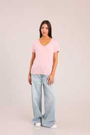 FOX נשים חולצה קצרה חולצת בייסיק חולצת בייסיק