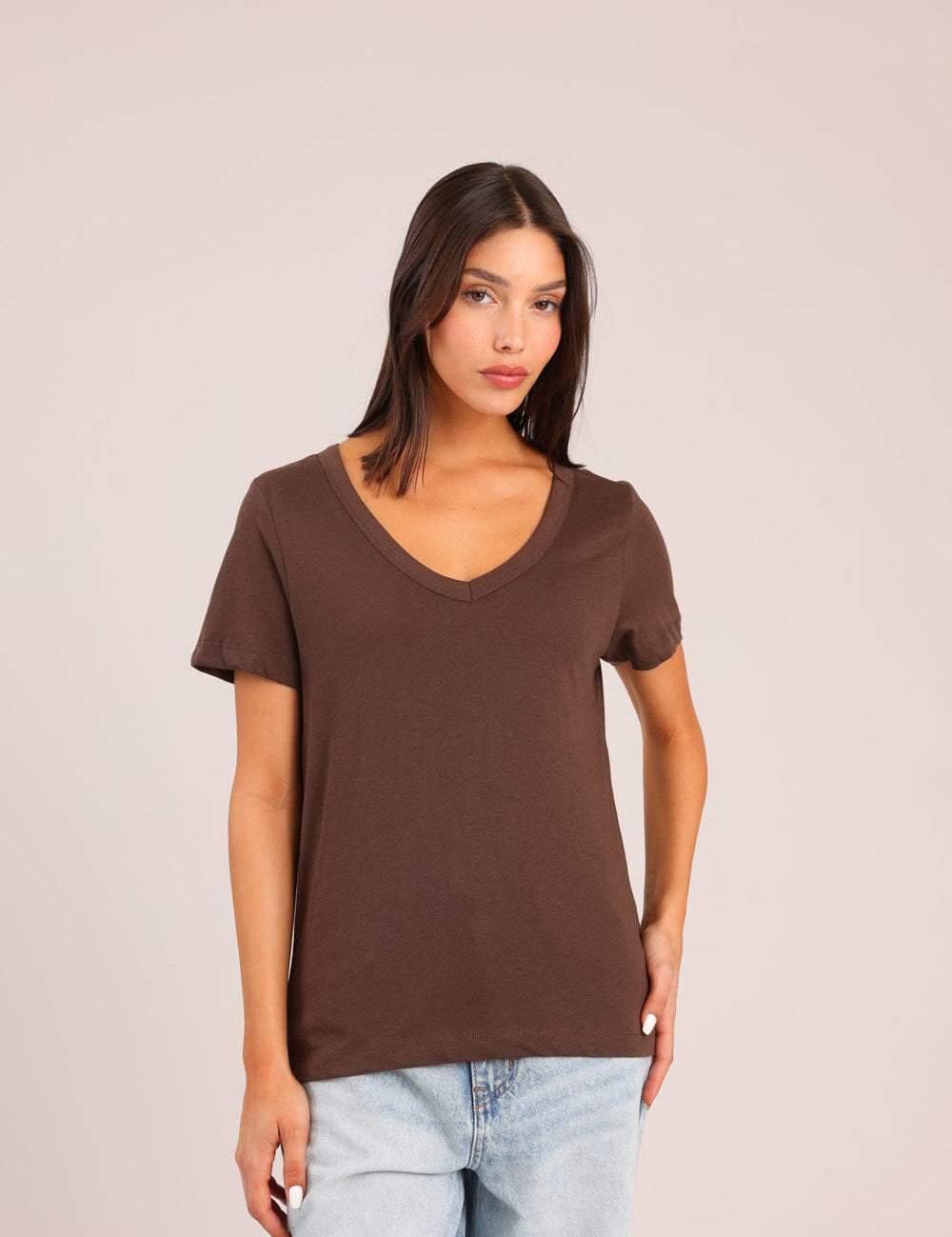 FOX נשים חולצה קצרה חולצת בייסיק חולצת בייסיק