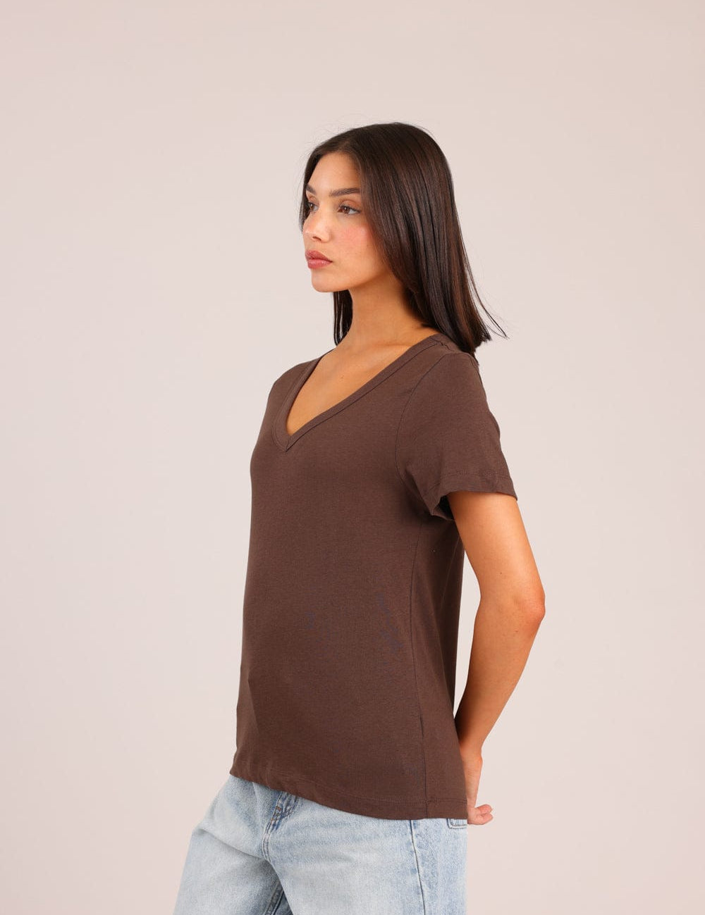 FOX נשים חולצה קצרה חולצת בייסיק חולצת בייסיק