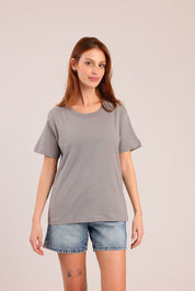 FOX נשים חולצה קצרה חולצת טישרט בייסיק עם צווארון עגול חולצת טישרט בייסיק עם צווארון עגול