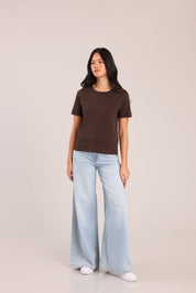 FOX FOX חולצה קצרה חולצת טישרט בייסיק עם צווארון עגול חולצת טישרט בייסיק עם צווארון עגול