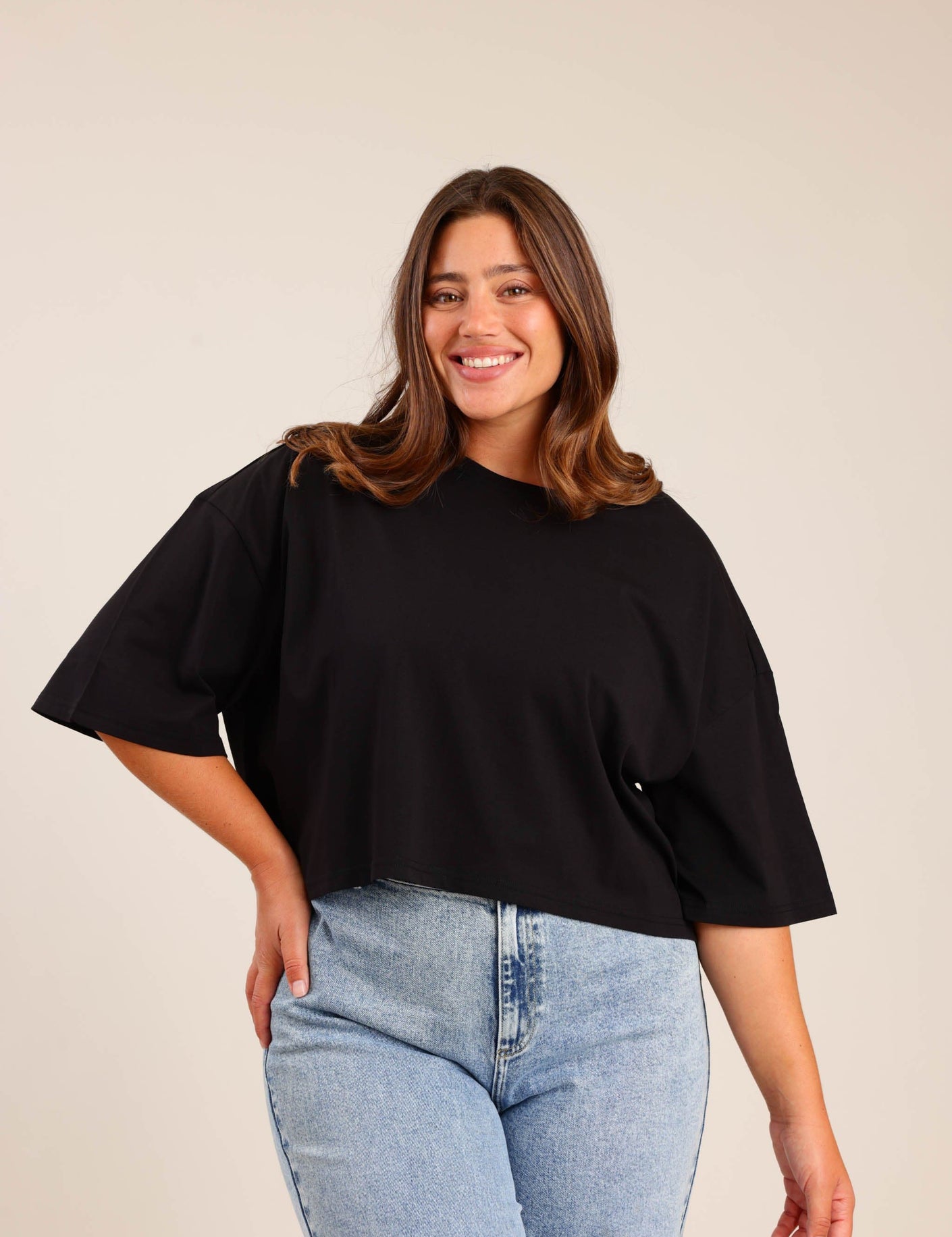 FOX פלאס נשים חולצה חולצה חלקה | PLUS SIZE חולצה חלקה | PLUS SIZE