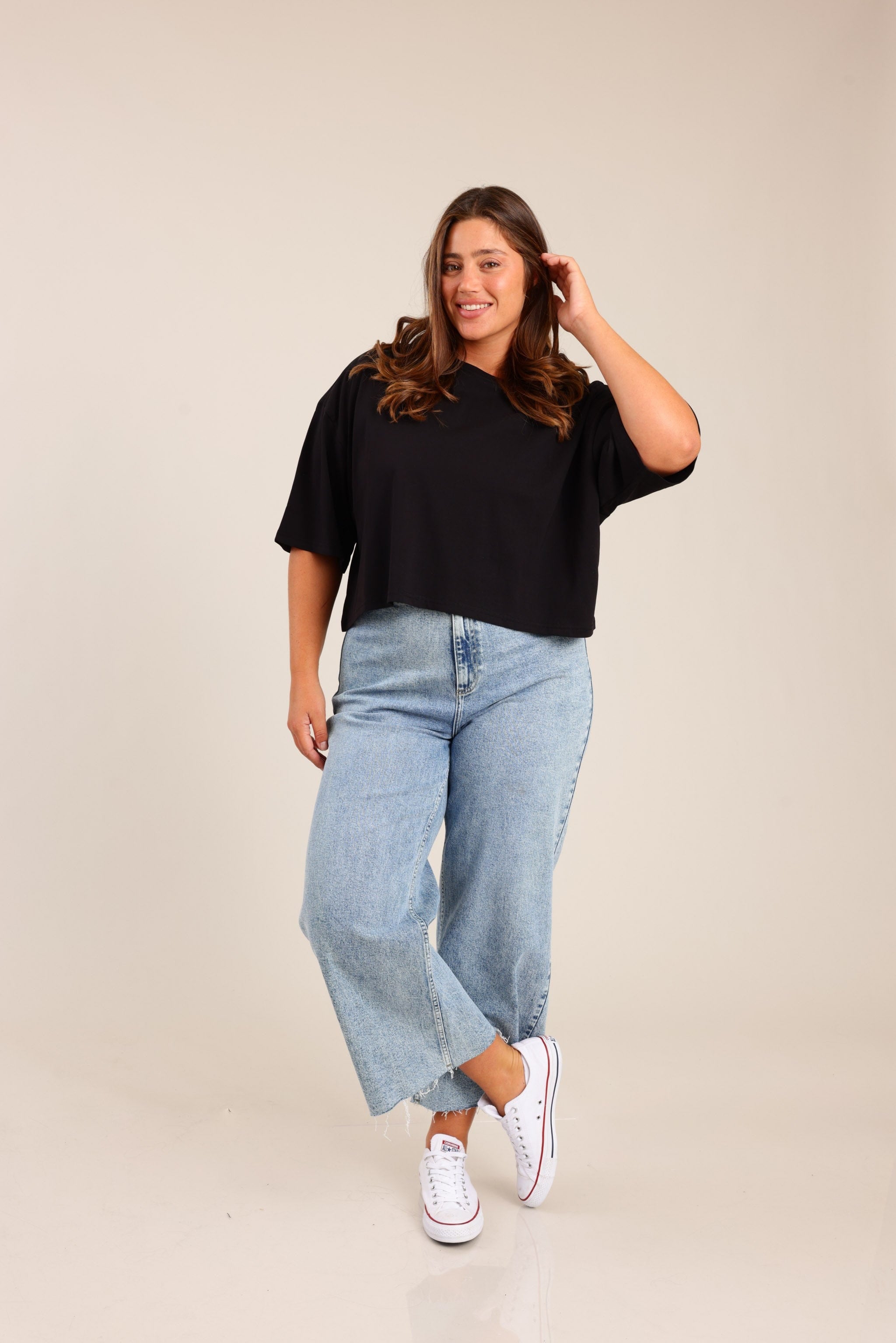 FOX פלאס נשים חולצה חולצה חלקה | PLUS SIZE חולצה חלקה | PLUS SIZE