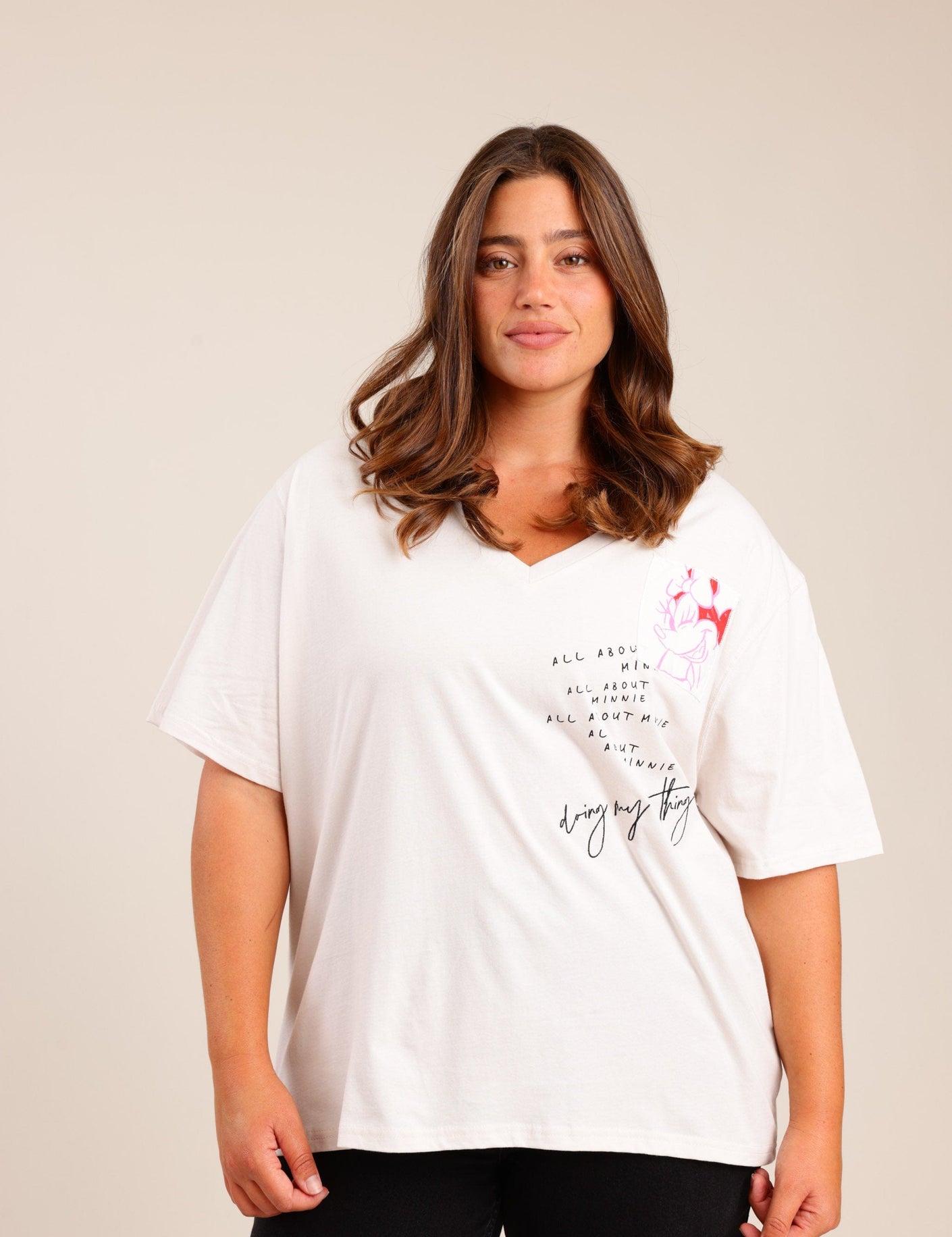 FOX פלאס נשים חולצה חולצה ממותגת דיסני | PLUS SIZE חולצה ממותגת דיסני | PLUS SIZE