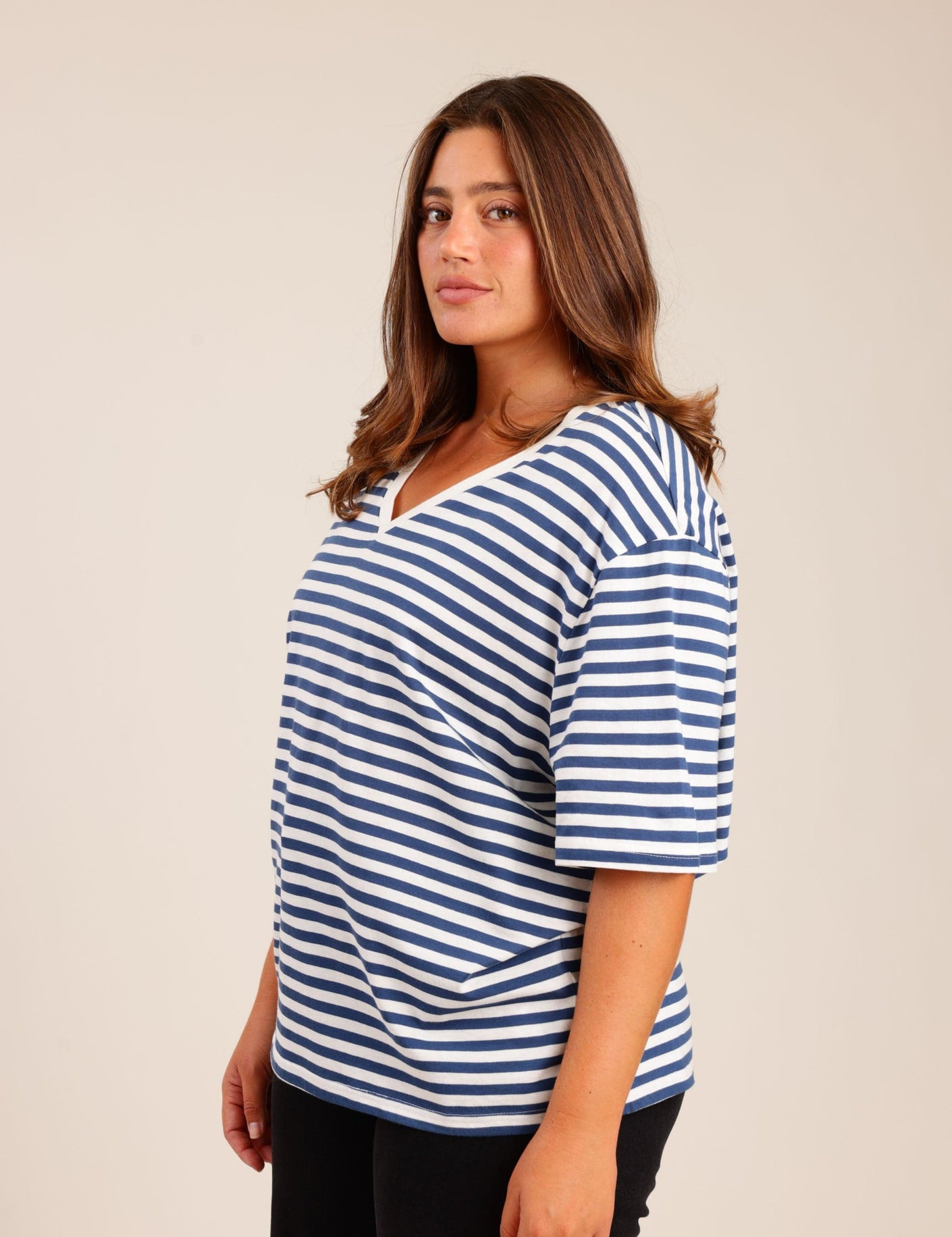 FOX פלאס נשים חולצה חולצת פסים | PLUS SIZE חולצת פסים | PLUS SIZE