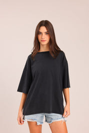 FOX נשים חולצה קצרה חולצת טריקו אוברסייז חולצת טריקו אוברסייז