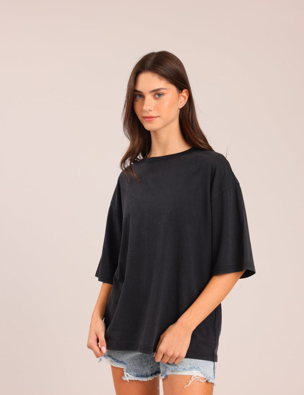 FOX נשים חולצה קצרה חולצת טריקו אוברסייז חולצת טריקו אוברסייז