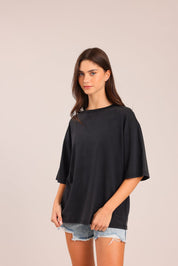 FOX נשים חולצה קצרה חולצת טריקו אוברסייז חולצת טריקו אוברסייז