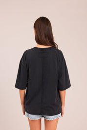 FOX נשים חולצה קצרה חולצת טריקו אוברסייז חולצת טריקו אוברסייז