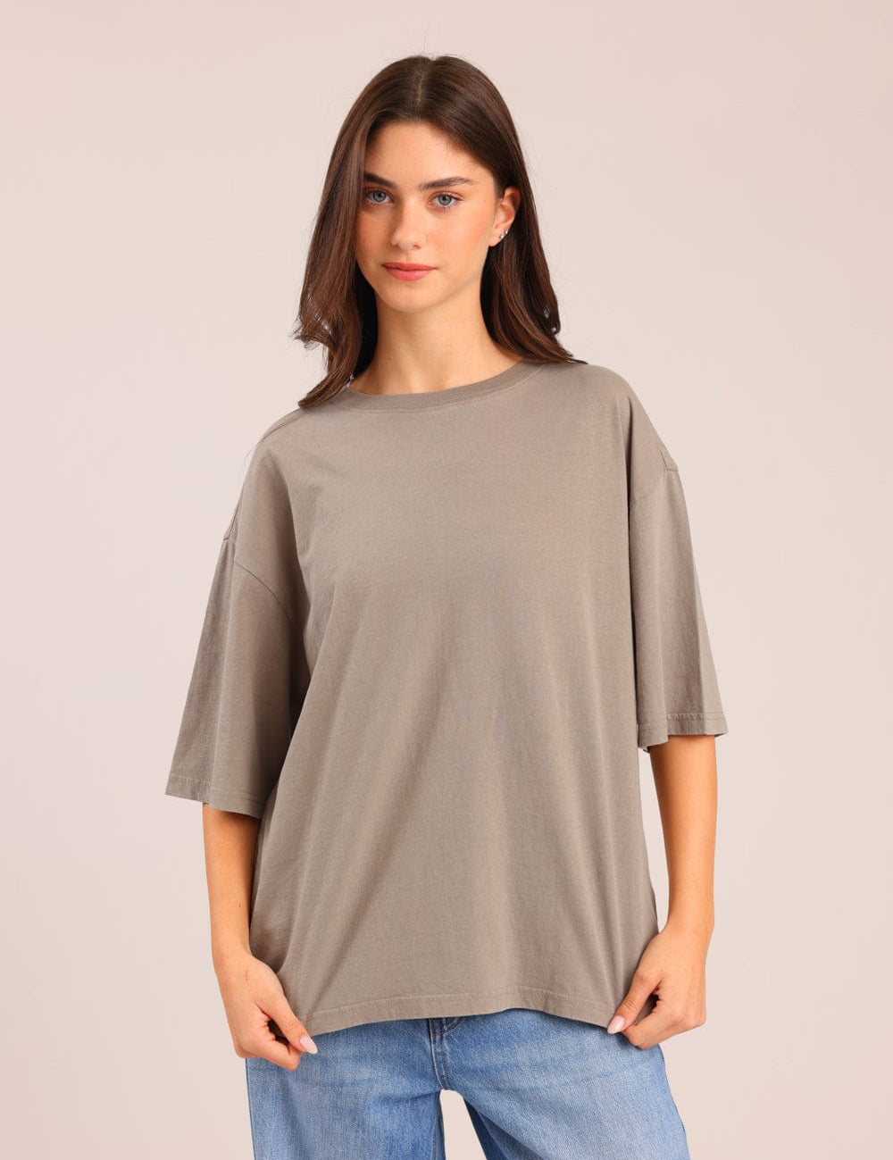 FOX נשים חולצה קצרה חולצת טריקו אוברסייז חולצת טריקו אוברסייז