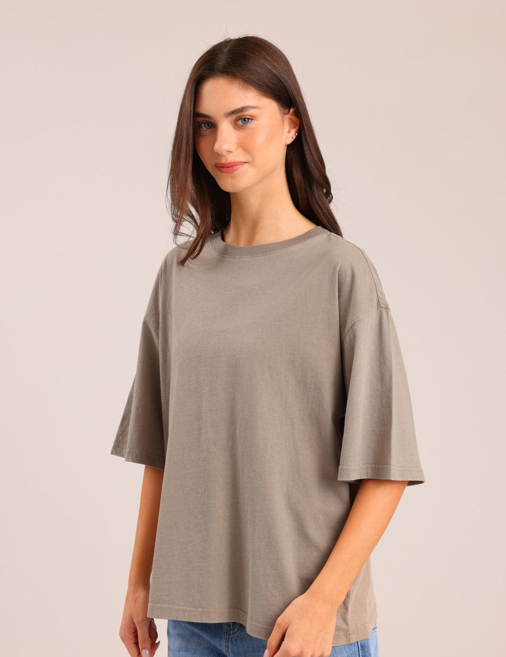 FOX נשים חולצה קצרה חולצת טריקו אוברסייז חולצת טריקו אוברסייז