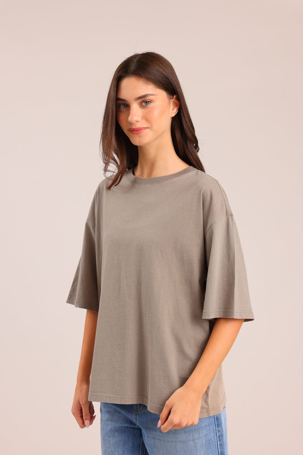 FOX נשים חולצה קצרה חולצת טריקו אוברסייז חולצת טריקו אוברסייז