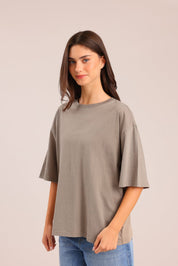 FOX נשים חולצה קצרה חולצת טריקו אוברסייז חולצת טריקו אוברסייז