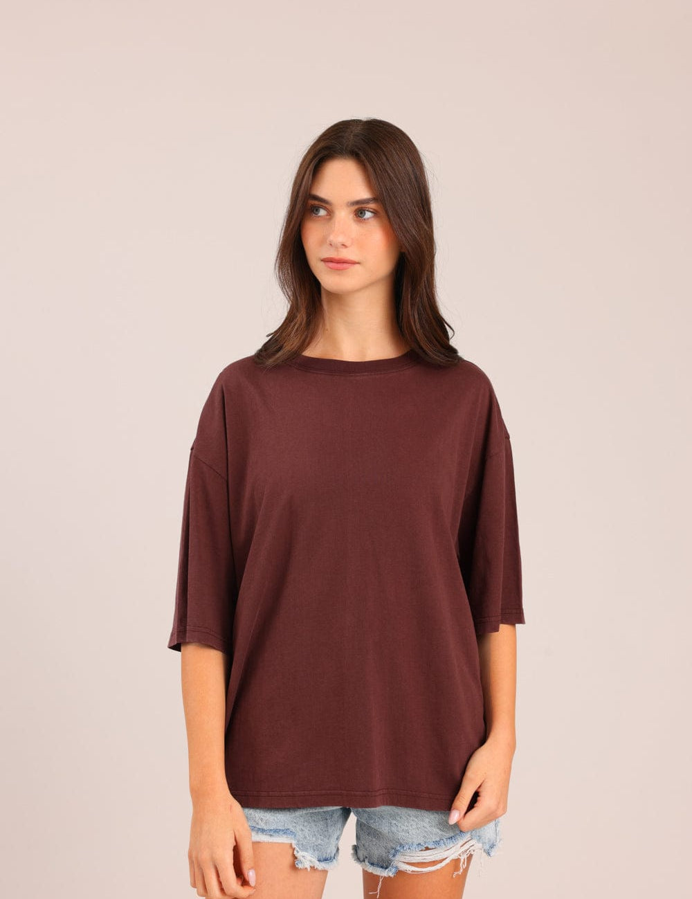 FOX נשים חולצה קצרה חולצת טריקו אוברסייז חולצת טריקו אוברסייז