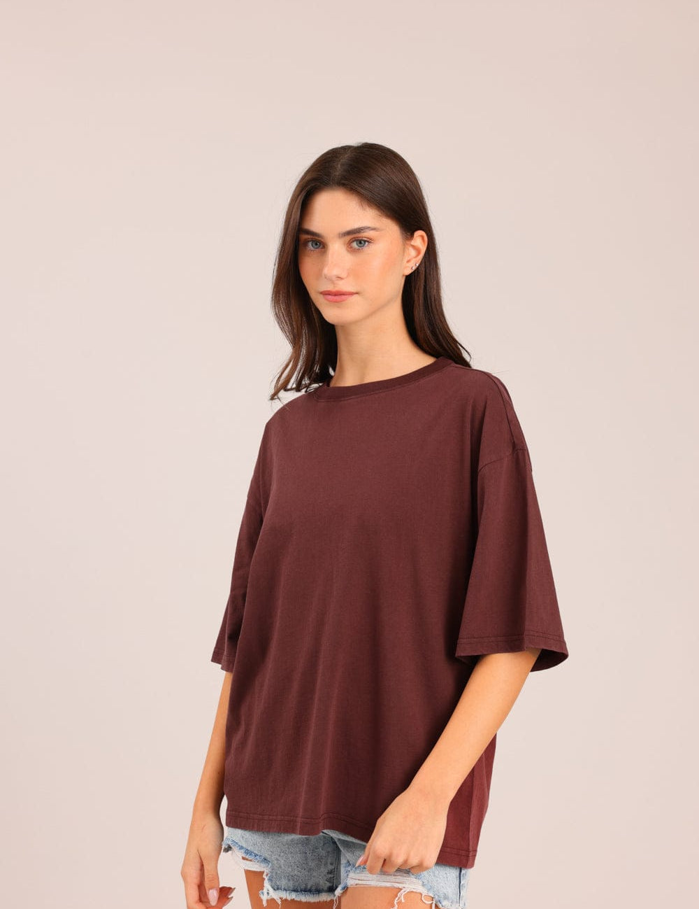 FOX נשים חולצה קצרה חולצת טריקו אוברסייז חולצת טריקו אוברסייז