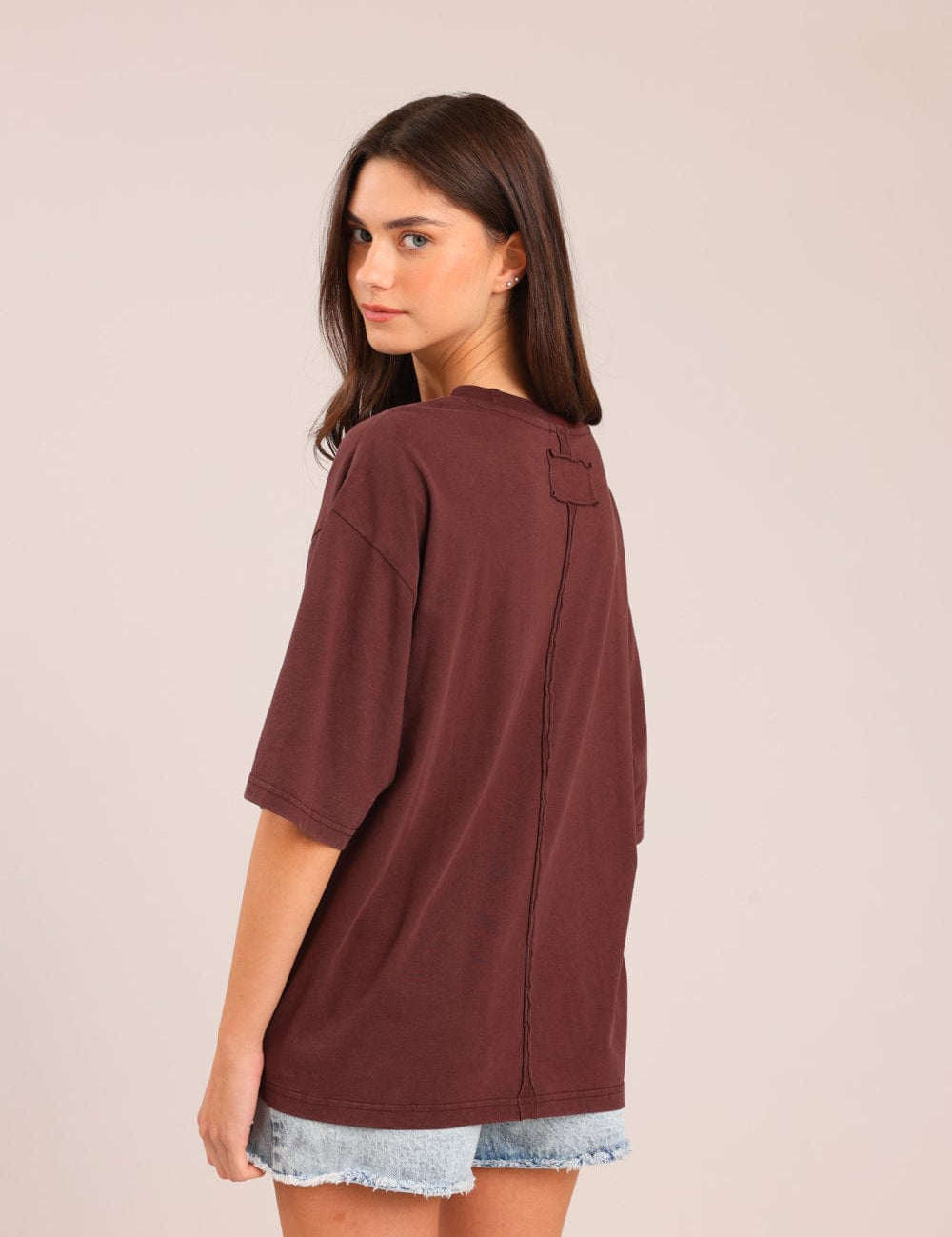 FOX נשים חולצה קצרה חולצת טריקו אוברסייז חולצת טריקו אוברסייז