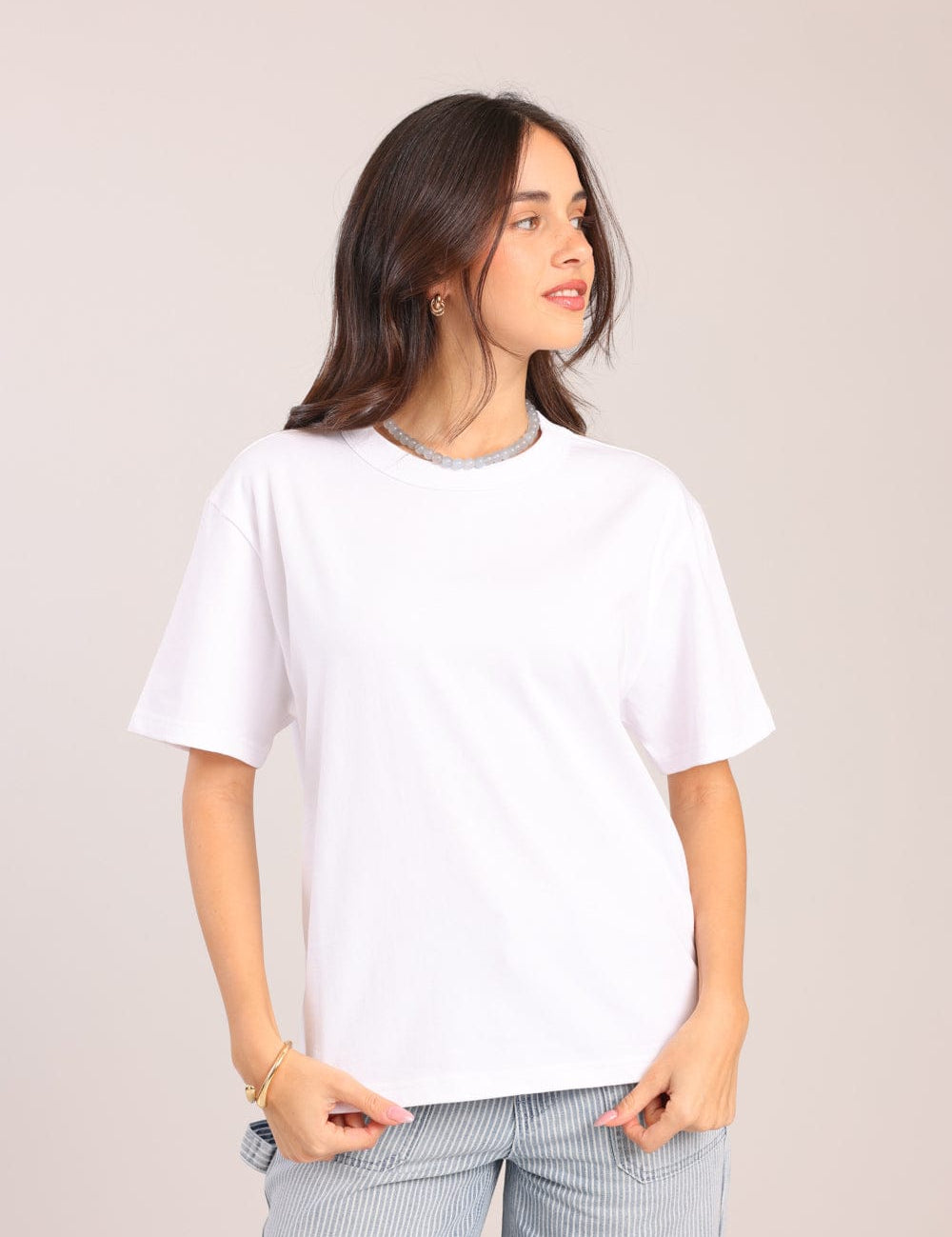 FOX נשים חולצה חולצה אוברסייז חלקה חולצה אוברסייז חלקה