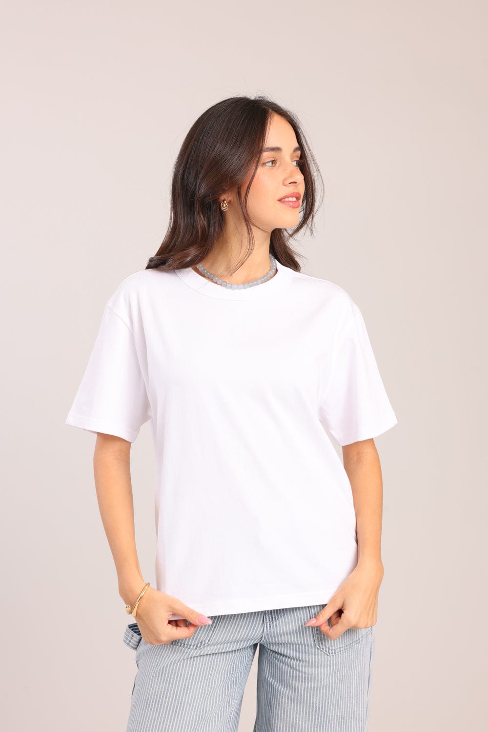 FOX נשים חולצה חולצה אוברסייז חלקה חולצה אוברסייז חלקה