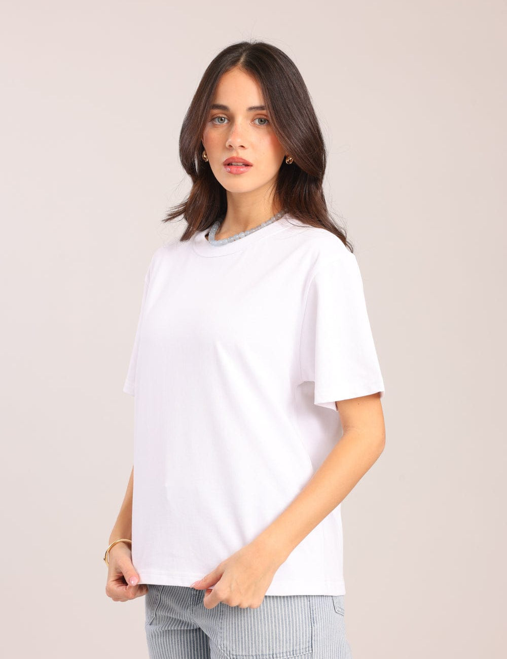 FOX נשים חולצה חולצה אוברסייז חלקה חולצה אוברסייז חלקה