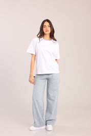 FOX נשים חולצה חולצה אוברסייז חלקה חולצה אוברסייז חלקה