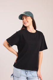 FOX נשים חולצה חולצה אוברסייז חלקה חולצה אוברסייז חלקה