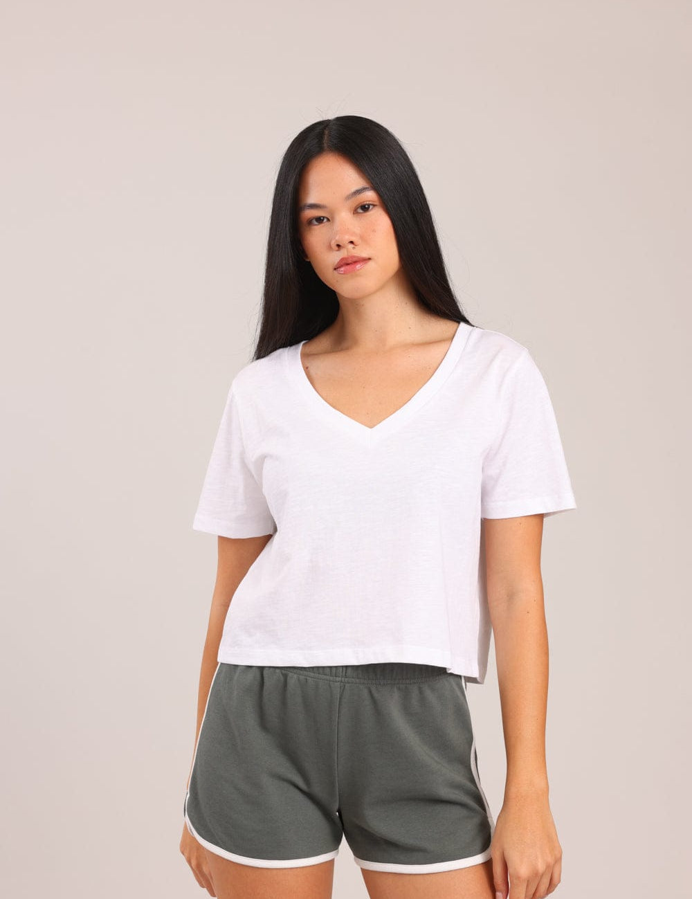 FOX נשים חולצה חולצת נשים V חלקה חולצת נשים V חלקה