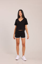 FOX נשים חולצה חולצת נשים V חלקה חולצת נשים V חלקה