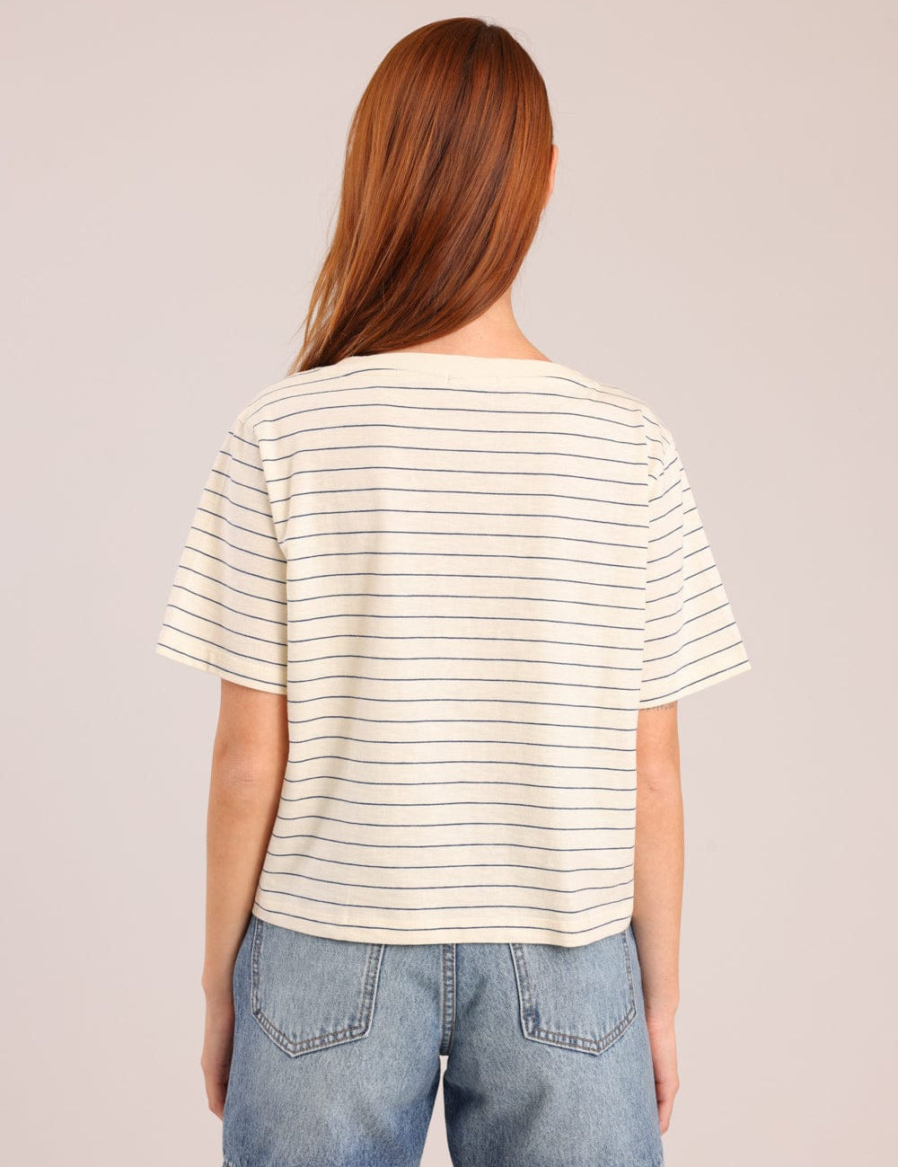 FOX נשים חולצה קצרה חולצת טישרט עם פסים חולצת טישרט עם פסים