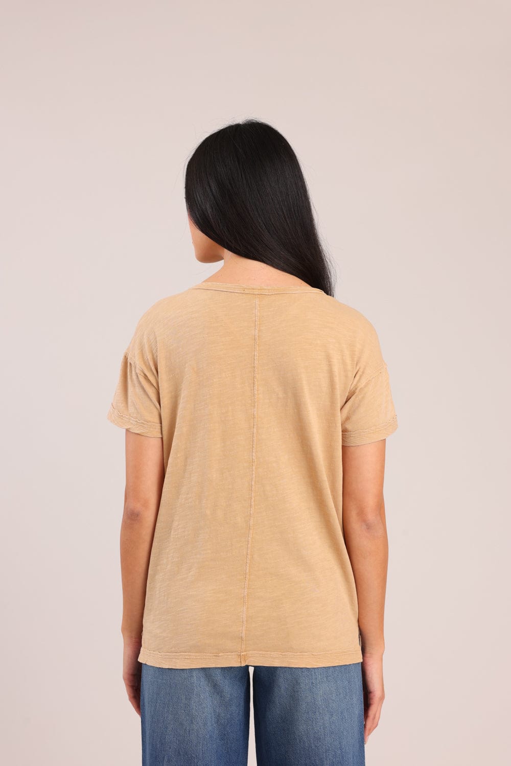 FOX נשים חולצה קצרה חולצת טריקו צווארון V חולצת טריקו צווארון V