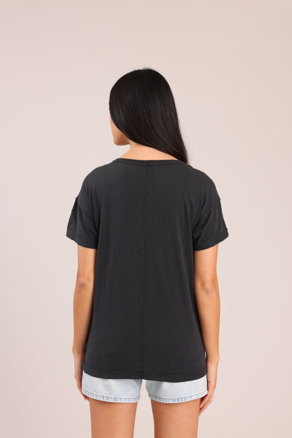 FOX נשים חולצה קצרה חולצת טריקו צווארון V חולצת טריקו צווארון V