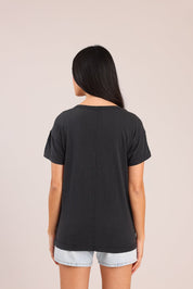 FOX נשים חולצה קצרה חולצת טריקו צווארון V חולצת טריקו צווארון V