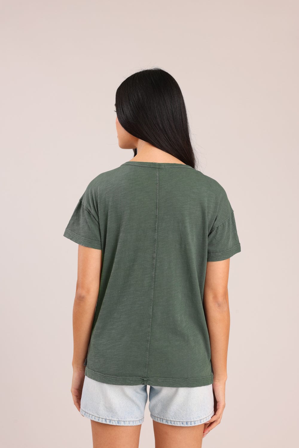 FOX נשים חולצה קצרה חולצת טריקו צווארון V חולצת טריקו צווארון V