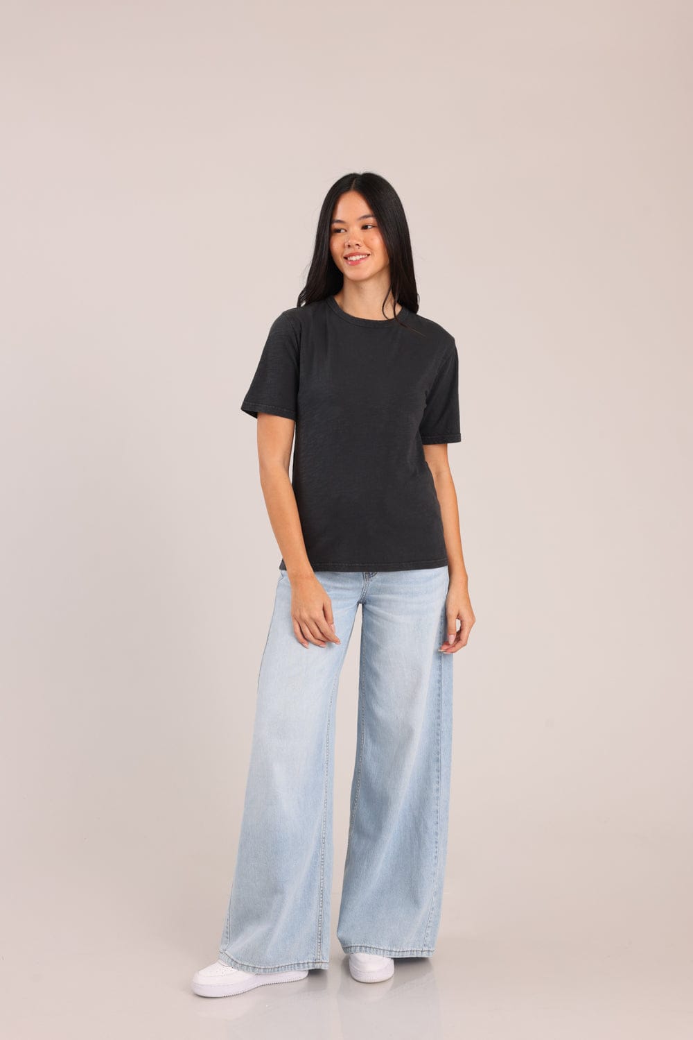 FOX נשים חולצה קצרה חולצת טריקו צווארון עגול חולצת טריקו צווארון עגול