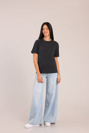 FOX נשים חולצה קצרה חולצת טריקו צווארון עגול חולצת טריקו צווארון עגול