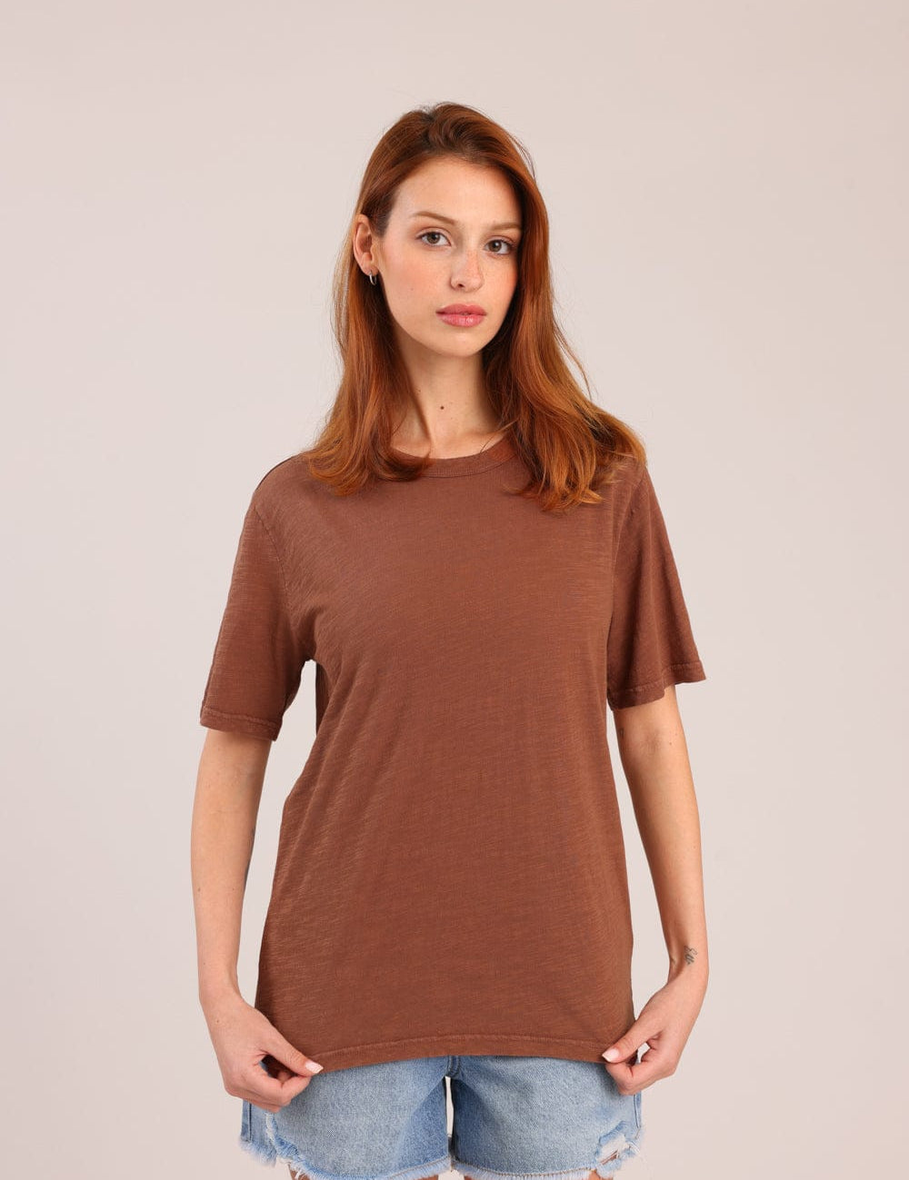 FOX נשים חולצה קצרה חולצת טריקו צווארון עגול חולצת טריקו צווארון עגול