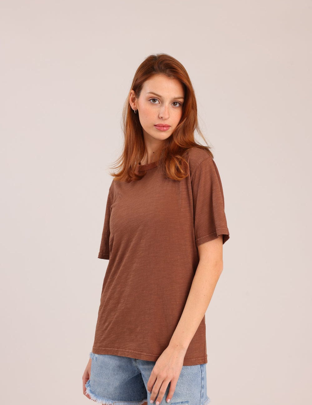 FOX נשים חולצה קצרה חולצת טריקו צווארון עגול חולצת טריקו צווארון עגול