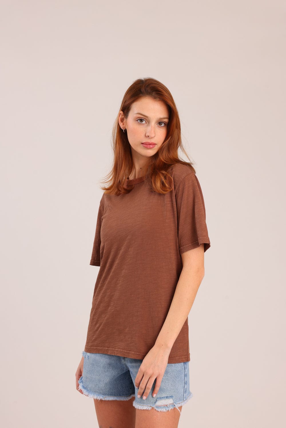 FOX נשים חולצה קצרה חולצת טריקו צווארון עגול חולצת טריקו צווארון עגול