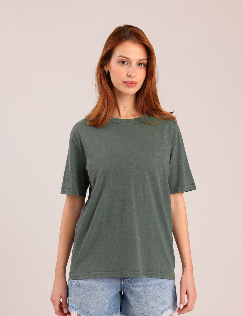 FOX נשים חולצה קצרה חולצת טריקו צווארון עגול חולצת טריקו צווארון עגול