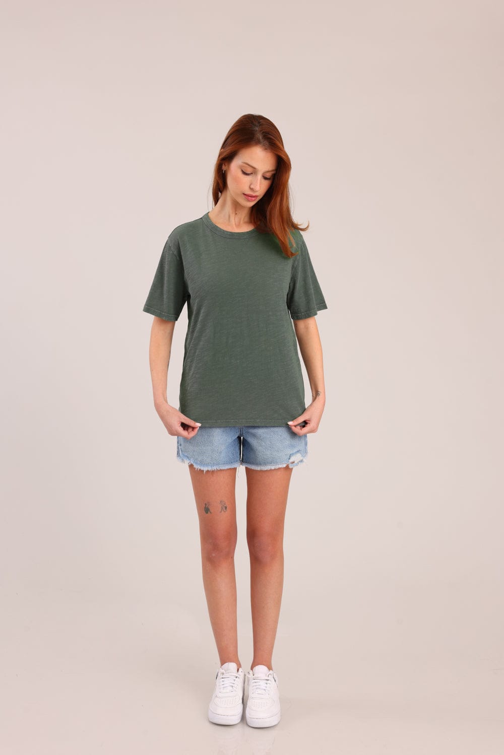 FOX נשים חולצה קצרה חולצת טריקו צווארון עגול חולצת טריקו צווארון עגול