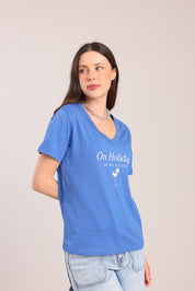 FOX נשים חולצה חולצת טישרט עם הדפס חולצת טישרט עם הדפס