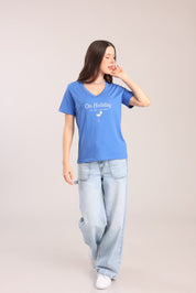 FOX נשים חולצה חולצת טישרט עם הדפס חולצת טישרט עם הדפס