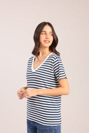 FOX נשים חולצה טישרט נשים צווארון V טישרט נשים צווארון V