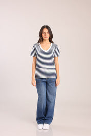 FOX נשים חולצה טישרט נשים צווארון V טישרט נשים צווארון V