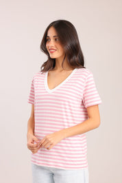 FOX נשים חולצה טישרט נשים צווארון V טישרט נשים צווארון V