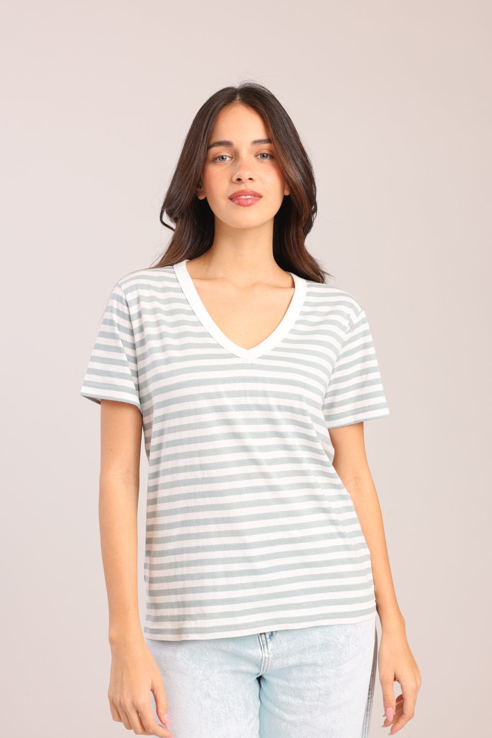 FOX נשים חולצה טישרט נשים צווארון V טישרט נשים צווארון V