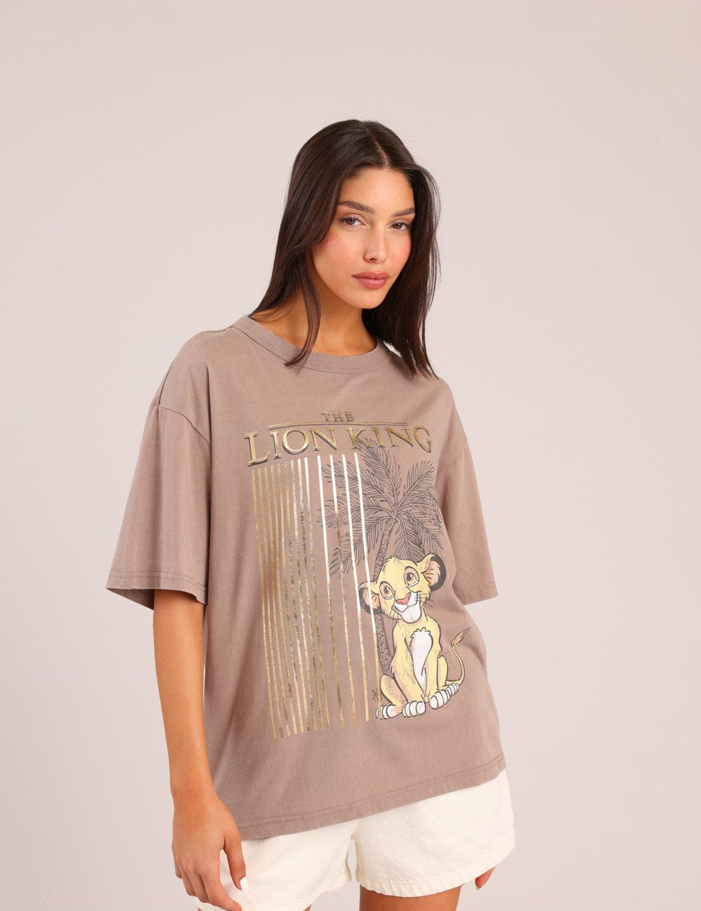 FOX נשים חולצה קצרה חולצה ממותגת מלך האריות דיסני חולצה ממותגת מלך האריות דיסני