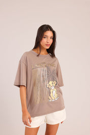 FOX נשים חולצה קצרה חולצה ממותגת מלך האריות דיסני חולצה ממותגת מלך האריות דיסני