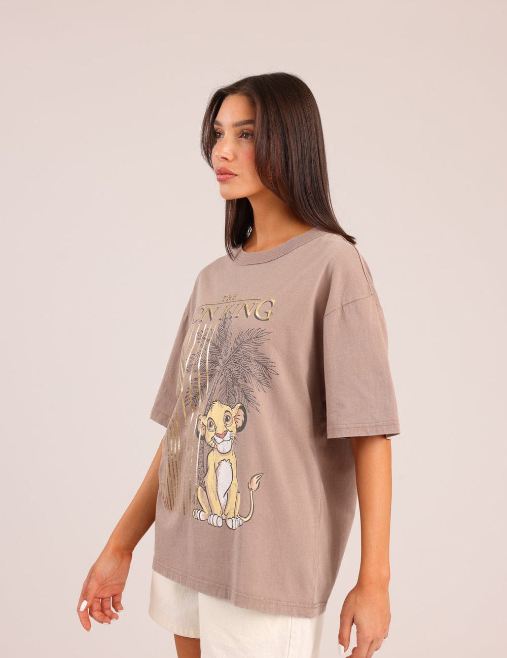 FOX נשים חולצה קצרה חולצה ממותגת מלך האריות דיסני חולצה ממותגת מלך האריות דיסני