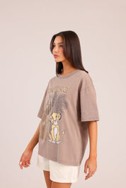 FOX נשים חולצה קצרה חולצה ממותגת מלך האריות דיסני חולצה ממותגת מלך האריות דיסני