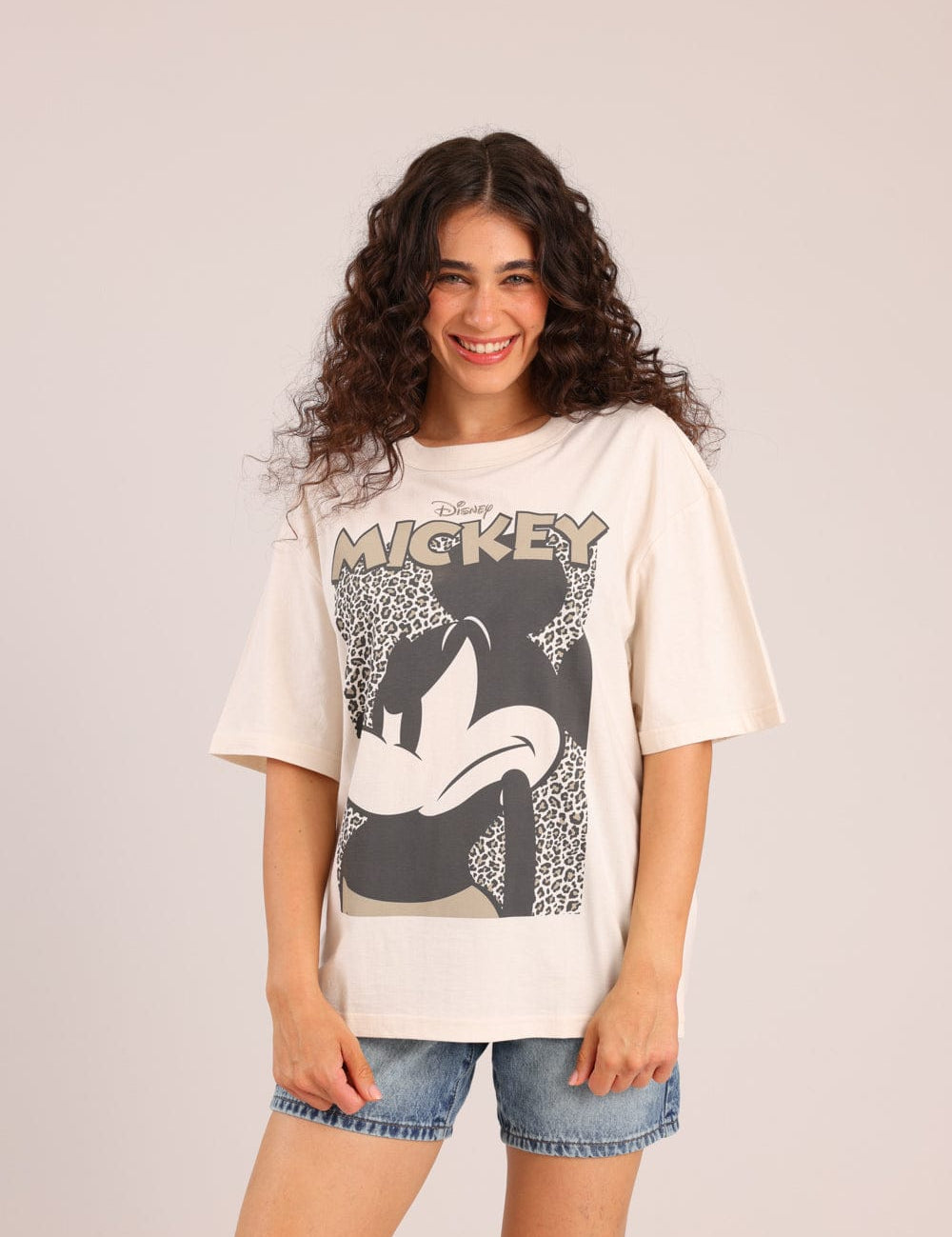 FOX נשים חולצה קצרה חולצה ממותגת מיקי מאוס דיסני חולצה ממותגת מיקי מאוס דיסני